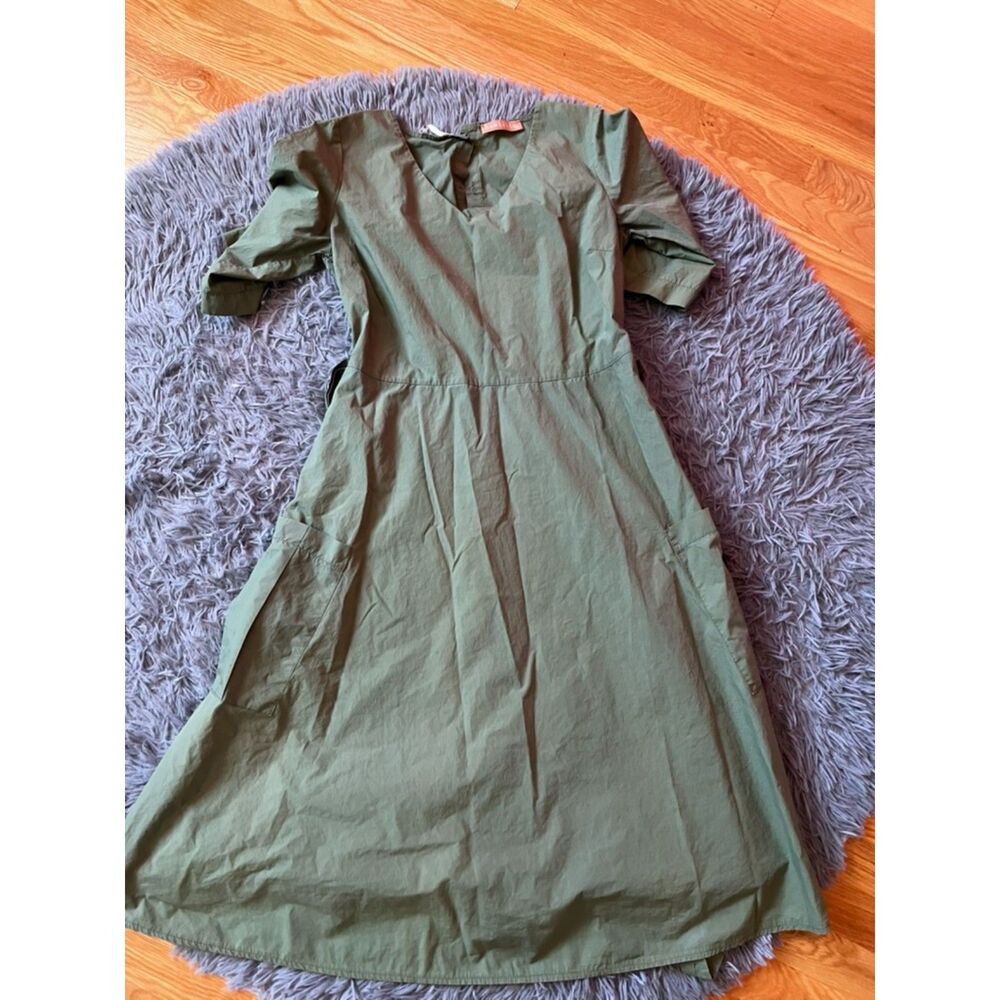 Humility France Green Cotton Prairie Midi Dress Size S